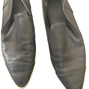 Vince Women's Size 8 Paeyre Black Pointy Toe Slip On Leather Sneaker